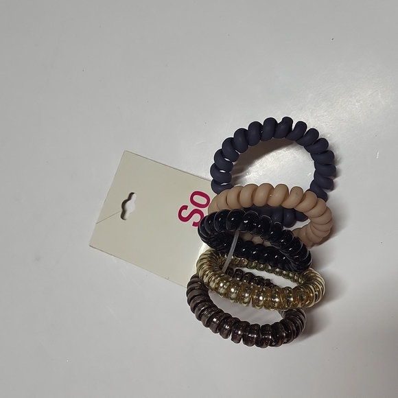 SO Accessories - SO Coil Spiral Hair Tie Set of 5 Gold Pink Blue Silver Black Set of 5 NWT